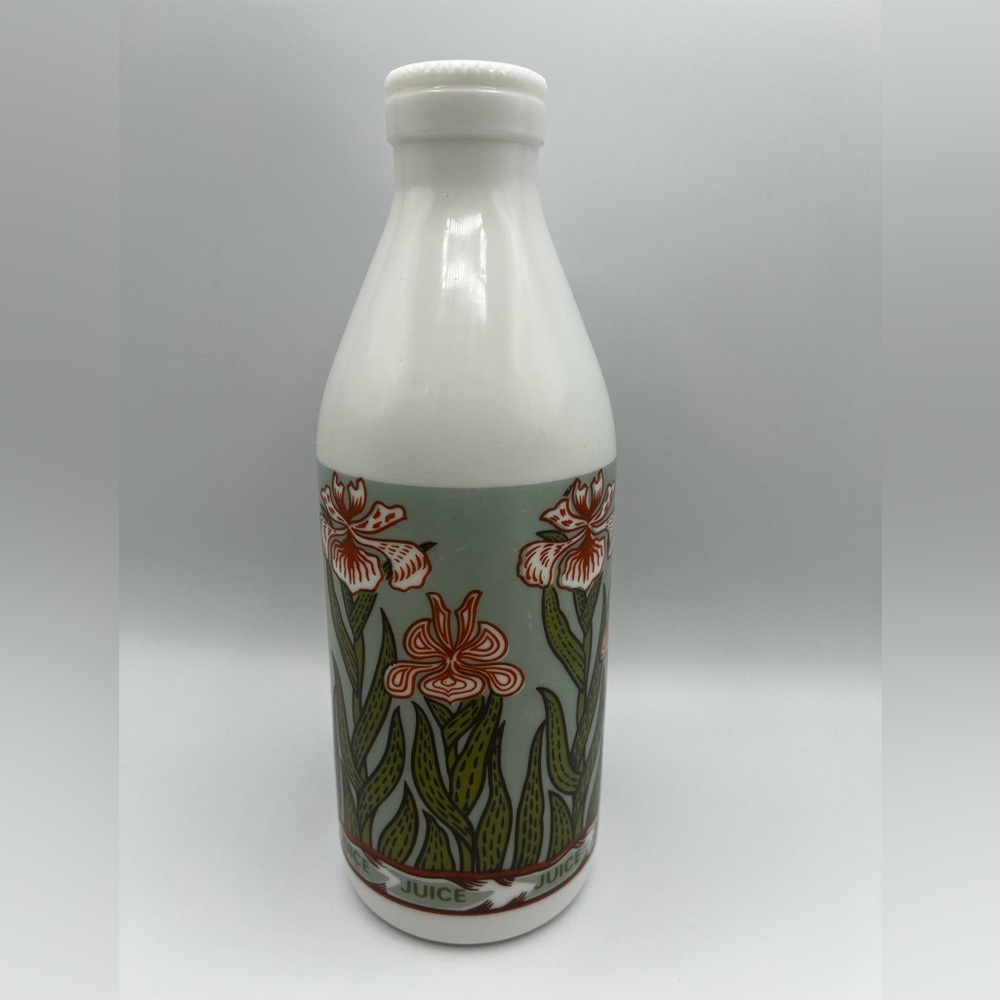 Vintage Egizia Milk Glass Juice Bottle Tiger Lily Pattern NO CAP LID great cond